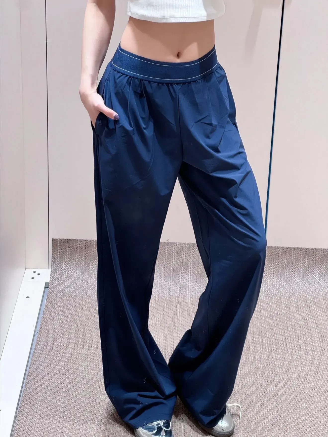 Women's Basic Athletic Bottoms - Loose Casual Wide-Leg Straight-Leg Quick-Dry Elastic Waist Yoga Sports Pants (New Spring Model), Wide-Leg Pants
