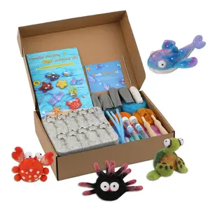 Wool Felt Needle Felting Ocean Series Combination Material Kit (Including Whale, Jellyfish, Coral, etc.) Includes an English Tutorial