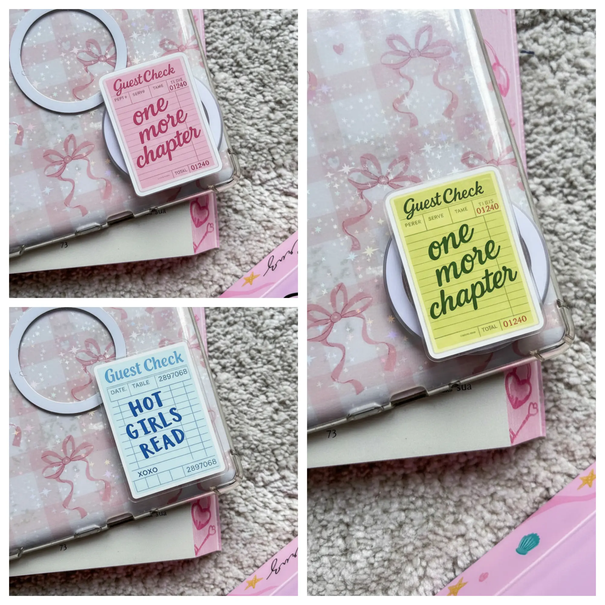 Cute Coquette “One More Chapter” Book Quote MagSafe Phone Grip – Magnetic Pop Socket & Kickstand – Book Lover Gift