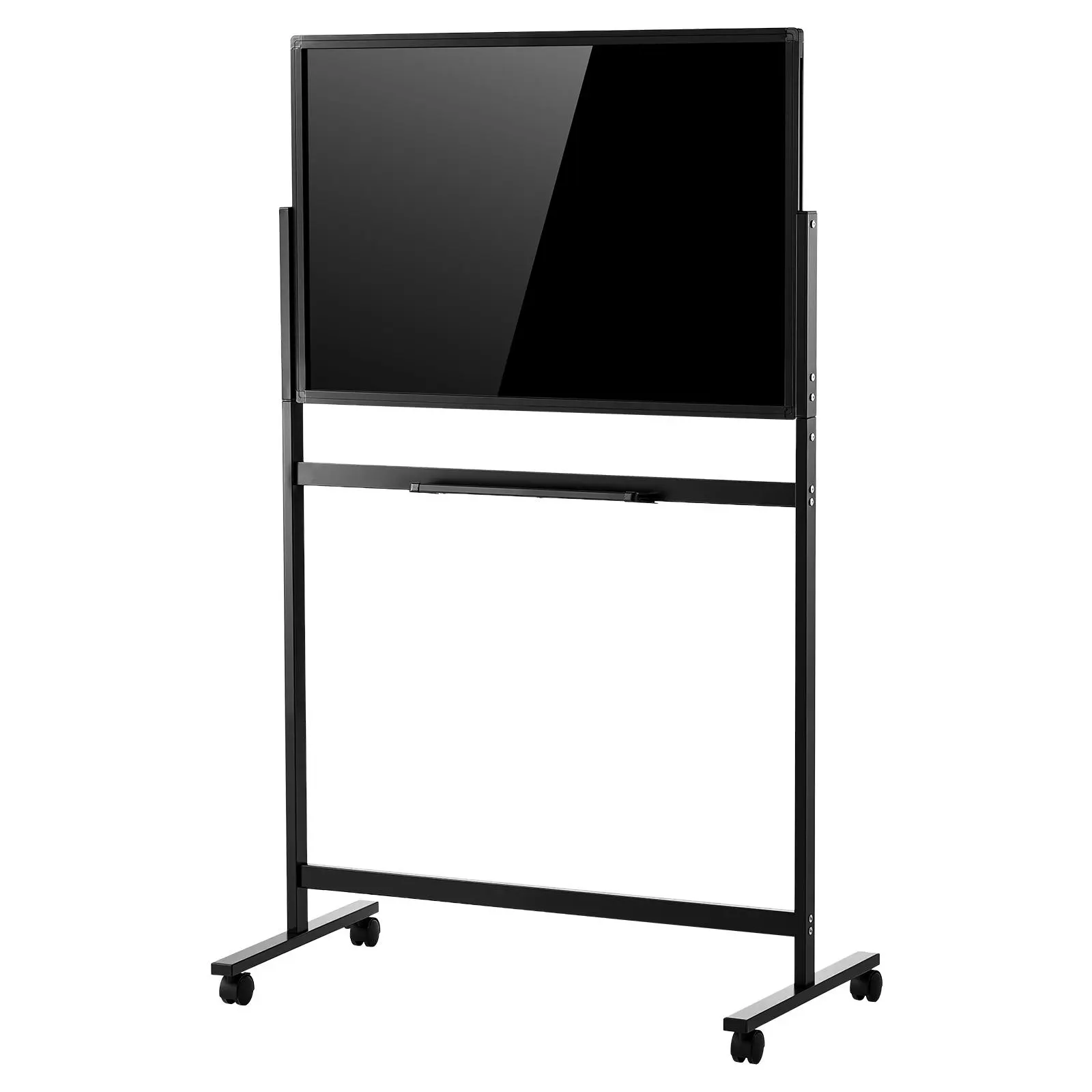 VEVOR Glass Dry Erase Board 35 x 23 in Magnetic Whiteboard with Base Black, Frameless, Mobile with Stand and Wheels, Includes Markers, Magnets and Eraser, for Office, School Classroom, and Home