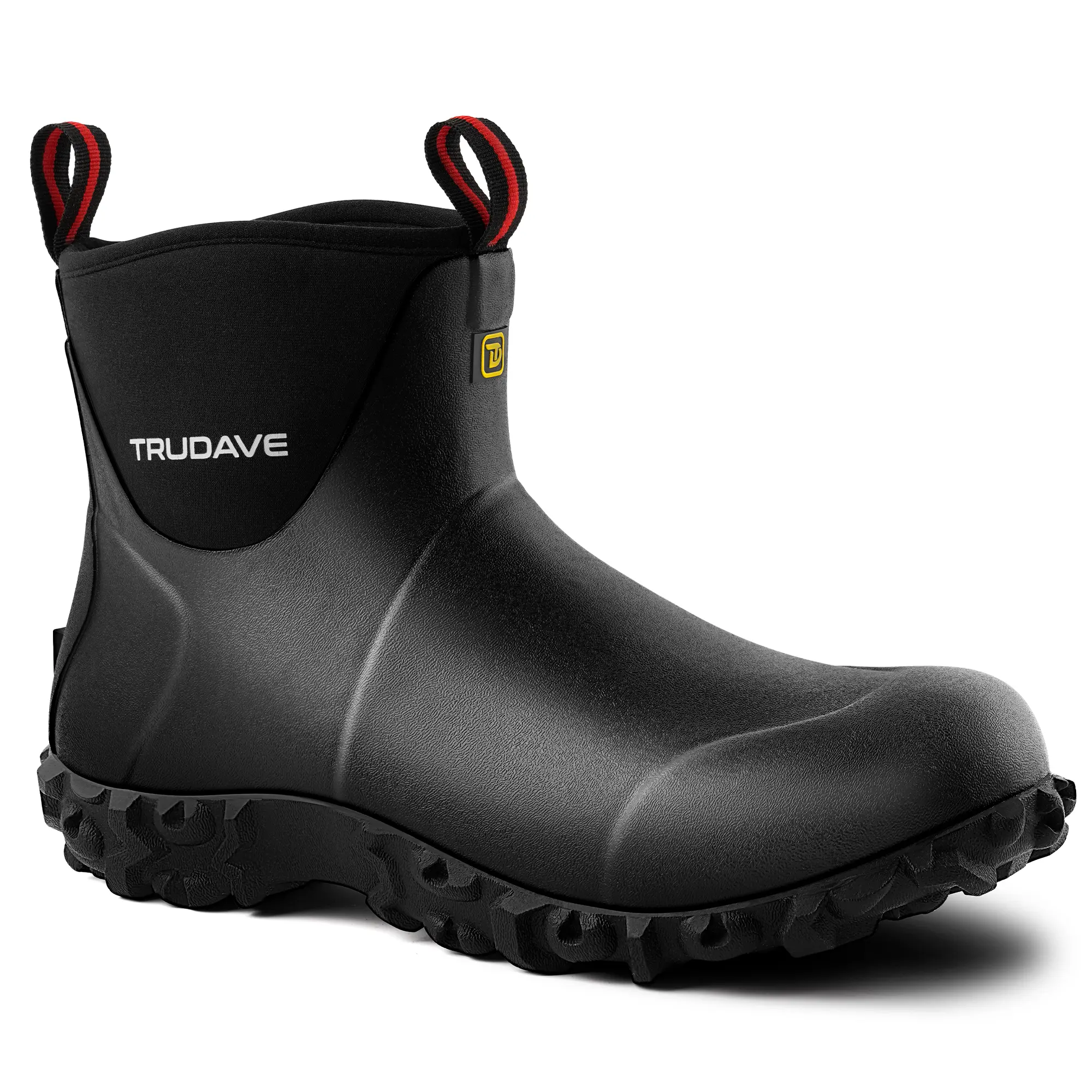 Trudave Ankle Rubber Work Boots for Men, 6mm Neoprene  Insulated Rain Boots, Waterproof Garden Shoes with Steel Shank, Camp Outdoor Snow Mud Boots for Farming, Hunting, Lawn Work