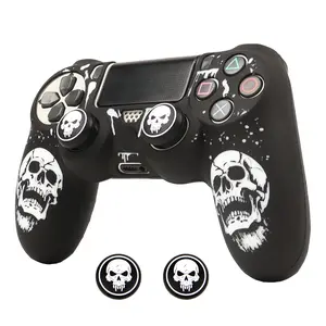 Silicone Case for PS4 Controller, Laser Engraved Protective Cover with 2 Thumb Grips, Anti-Scratch Shockproof, Multiple Colors