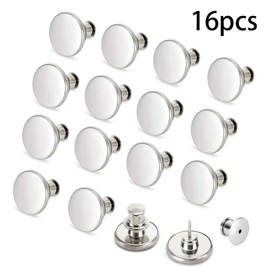 16pcs Denim Jeans Button Studs, Seamless Instant Replacement Buttons, Adjustable Pants Button Kit, 17mm Size, Easy Installation