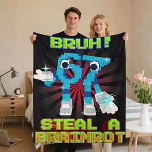 1 Piece 50X60 Inches 67 Six Seven 6-7 Funny Design Flannel Blanket - Soft and Lightweight for All Seasons, Suitable for Sofa, Bed, Travel, and Camping - Comfortable Home Decor Gift, Geometric Pattern, Modern Style, Durable Fabric