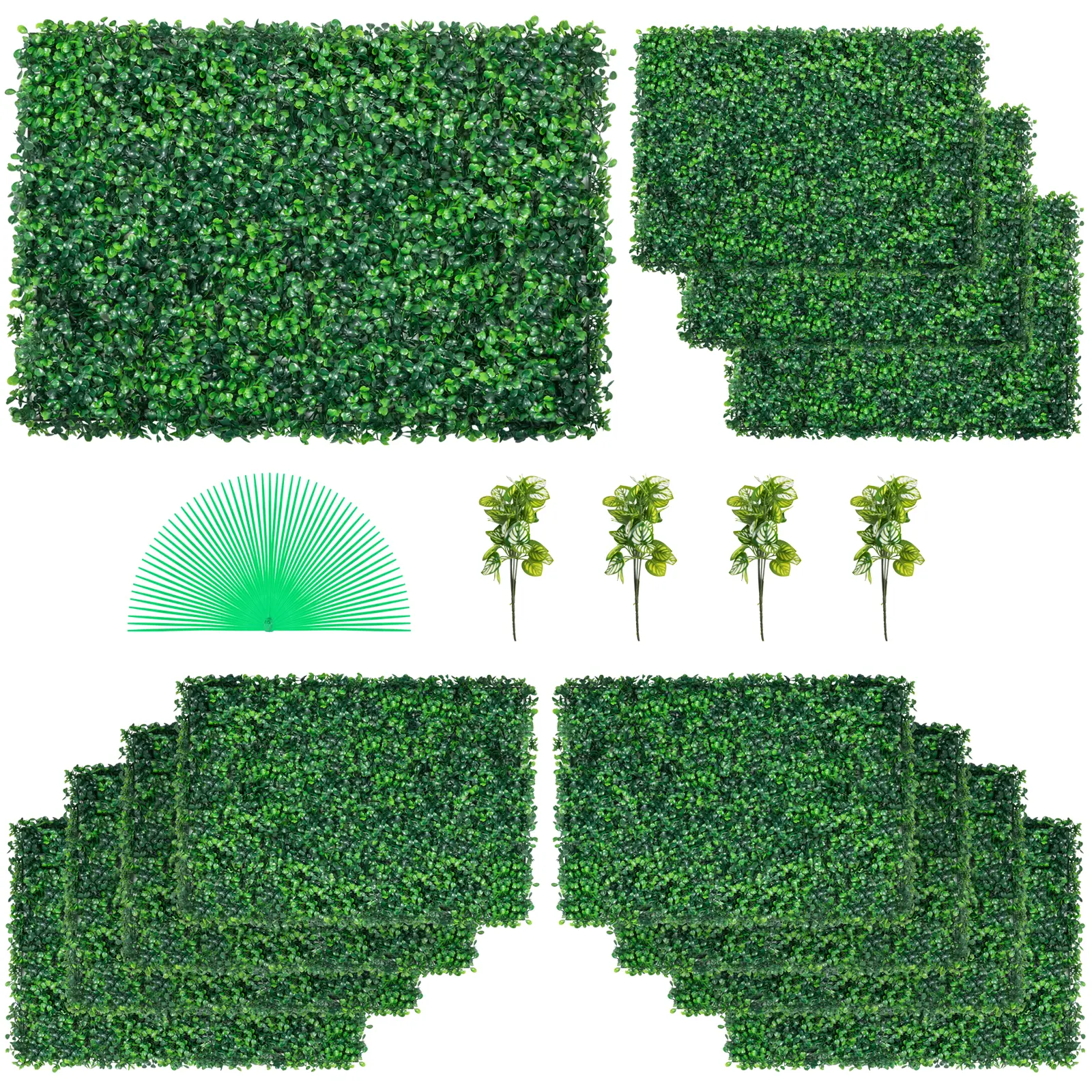 【summerfinds】VEVOR 12PCS 24\"x16\" Grass Wall Panels for 32 SQ Feet, Boxwood Hedge Wall Panels, Artificial Grass Backdrop Wall 1.6\", Privacy Hedge Screen UV Protected for Outdoor Indoor Garden Fence Backyard