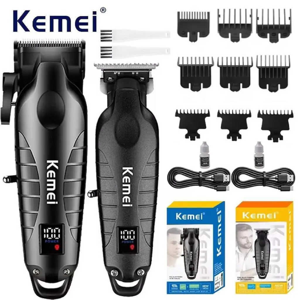 Professional Cordless Hair Clipper Set, Men's Stylish Fade Haircut Trimmer and Zero Gap Detailer, Electric Grooming Kit for Home & Salon Use, Hair Clippers Set