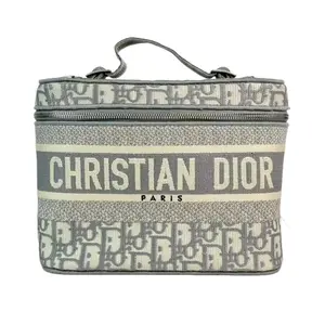 Pre-owned Dior Fabric Top Handle Bags Travel Vanity Case Oblique Canvas Pouch