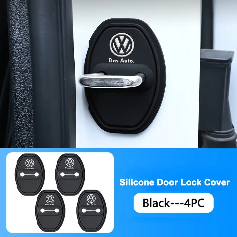 4Pcs Silicone Car Door Lock Buckle Protector Cover for Volkswagen VW Scirocco Beetle CC Touareg Golf R Touran Polo T-ROC GTD Auto Accessories