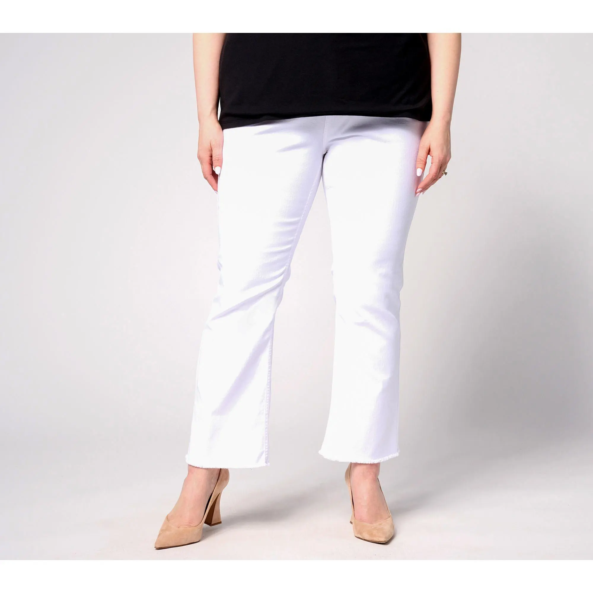 BEAUTIFUL by Lawrence Zarian Regular Ankle Frayed Hem Jean - White
