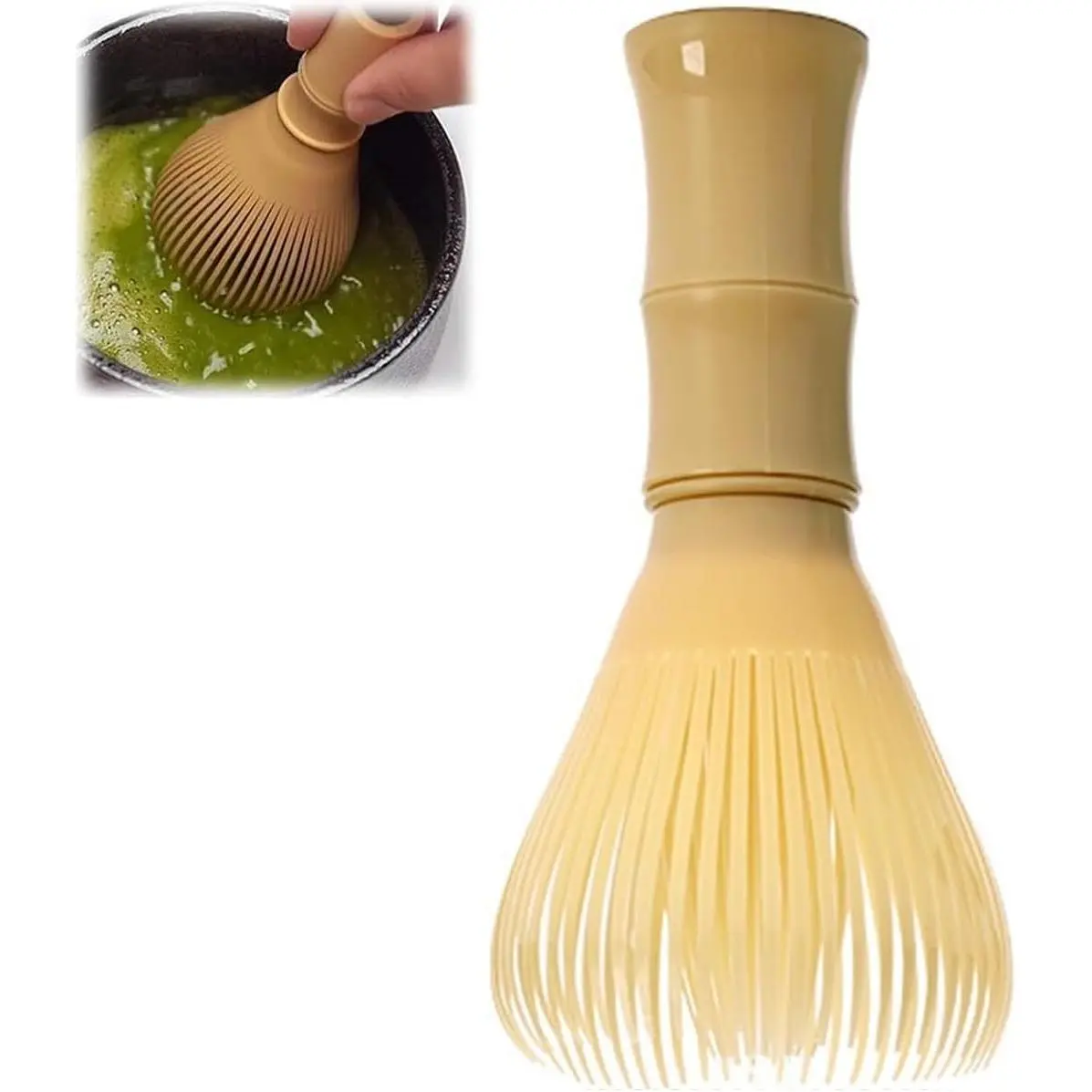 Matcha Whisk, PP  Matcha Stirrer, Traditional Handcrafted  Matcha  Mixer Brush Mixing Tool Accessory for  Preparation (Yellow)