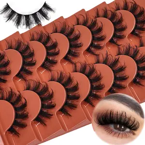 Fluffy False Eyelashes, High Quality Eyelashes, 7 Pairs Wispy Faux Cluster Lashes, Natural Curling Eye Makeup Strip Lashes, Volumized False Eyelashes for Women and Girls