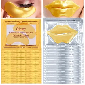 30Pcs Golden Eye & Lip Mask Set, Moisturizing Under Eye Mask & Lip Mask, Hydrating Collagen Crystal Eye Patches, Effectively Nourishes the Lip & Eye Skin for Women and Men, Eye Care Gift for Girlfriend, Wife and Mother