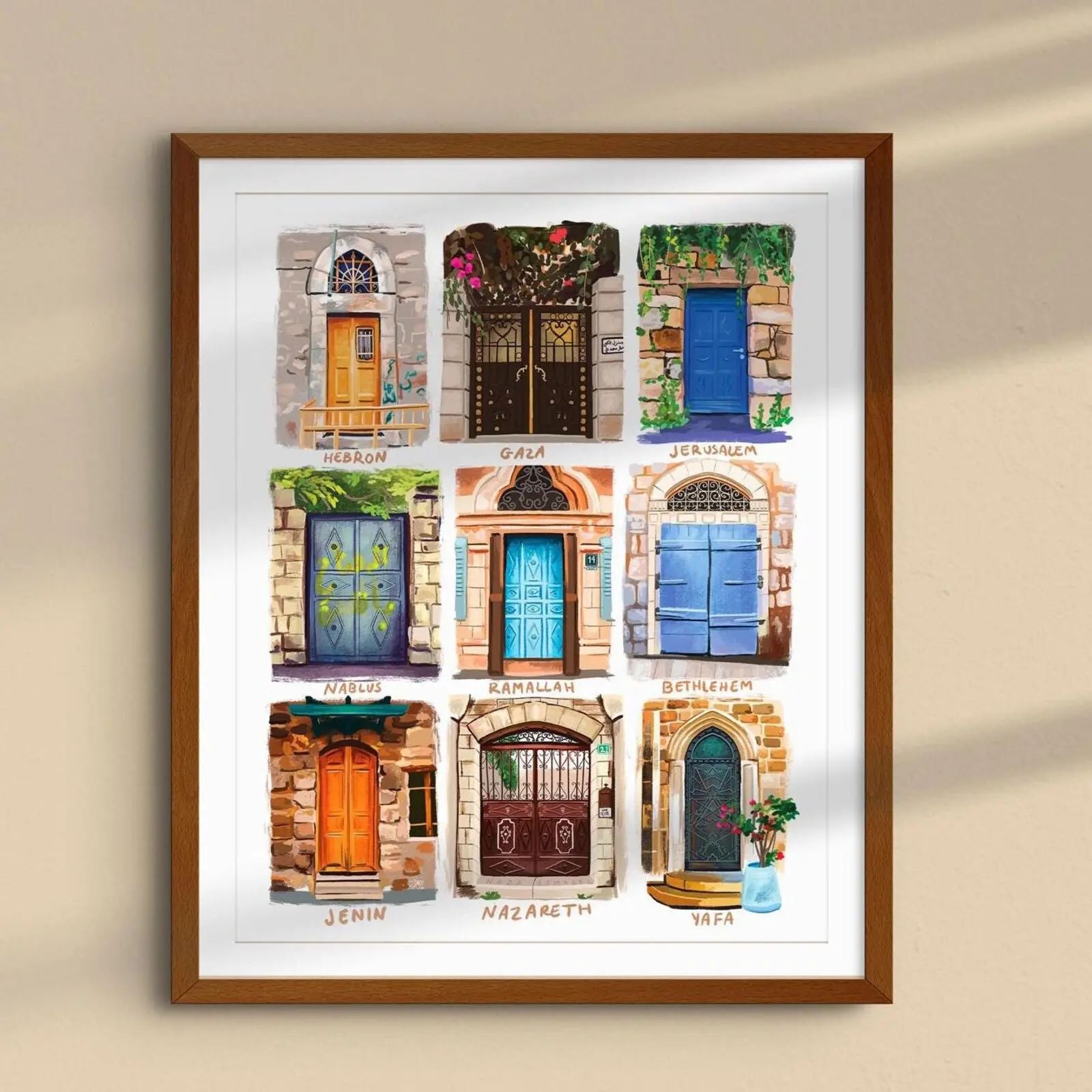 Free Palestine Map Wall Art, Modern Palestinian Pattern Poster, Home & Office Decor