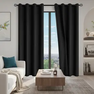 Blackout Curtains Set of 2, 100% Light Blocking Drapes for Bedroom & Living Room Decor, Privacy Protection, Easy Top Ring Installation, Blackout Window Cover