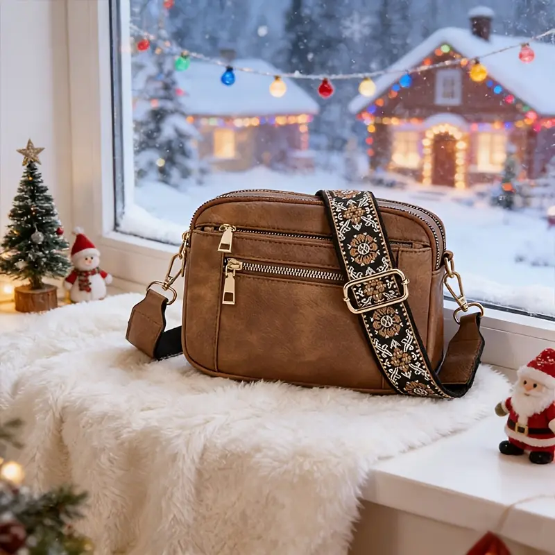 Stylish Vegan Crossbody Bag for Women - Compact and Lightweight, Equipped with an Adjustable Strap. Fashion-forward Design Exudes Everyday Chic Charm. It Can Hold Mobile Phones and Cosmetics.