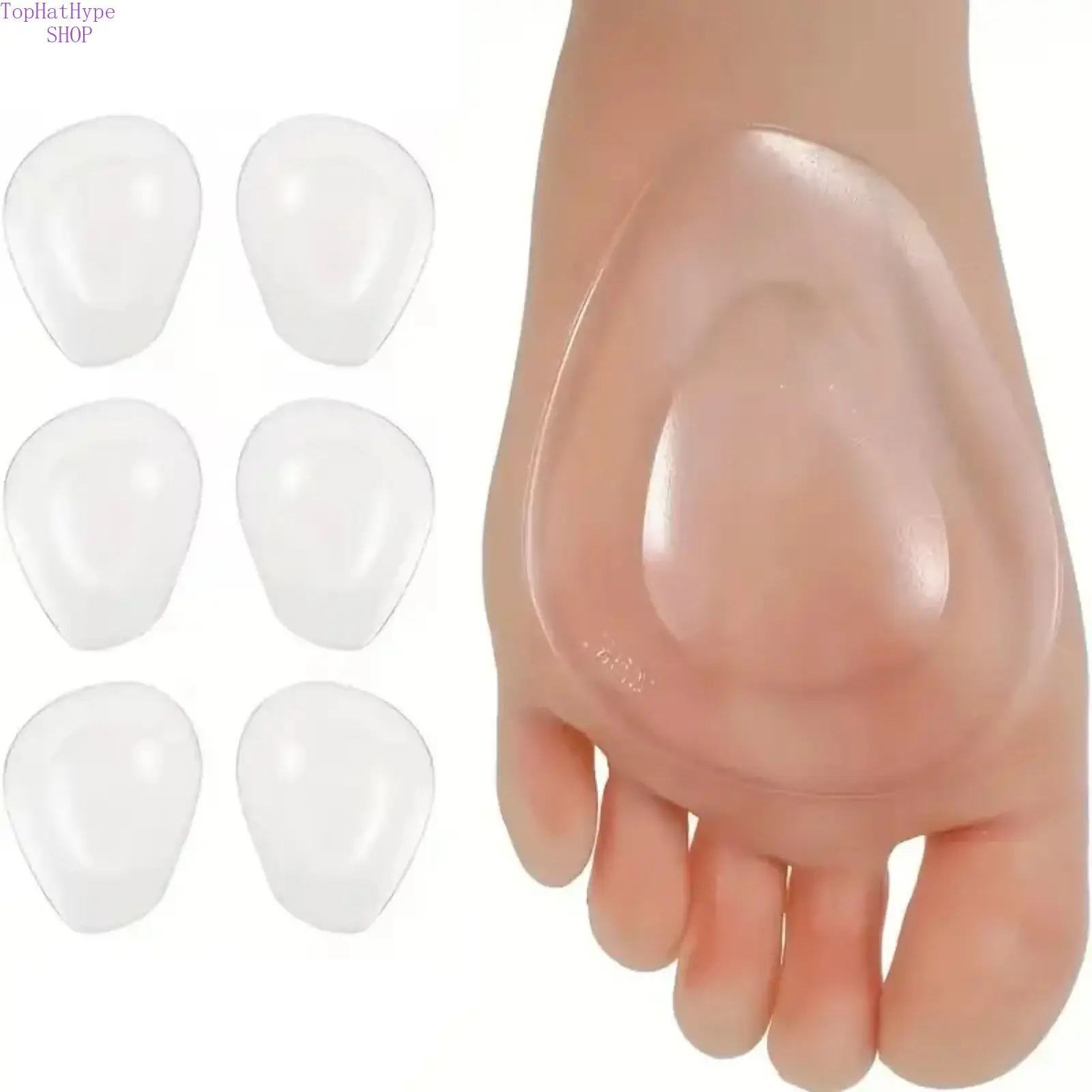6-Piece Gel Insoles for High Heels, Unisex Silicone Triangle Cushion Pads, Anti-Slip Shock-Absorbing Foot Support, Reusable Soft Cushioned Insoles, Comfortable Shoe Inserts for Daily Wear, Party, and Long-Standing Activities