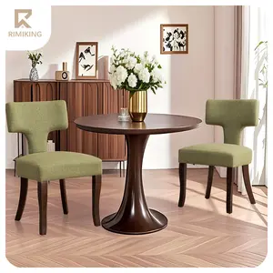 【Fathersdaygift】RIMIKING, Upholstered T-Shaped Backrest Dining Chair (Set of 2), Accent Side Chair, Ergonomic Curved Design, Rubberwood Legs,C187