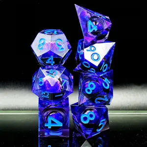 7 Transparent Rainbow Eye Liquid Core Dice Set, Silver Color Numbers, Smooth Wear-Resistant, Perfect for D&d, Coc, Mtg Tabletop Games