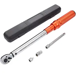 【Father's Day】VEVOR Torque Wrench,  3/8-inch Drive Click Torque Wrench 10-80ft.lb/14-110n.m, Dual-Direction Adjustable Torque Wrench Set, Mechanical Dual Range Scales Torque Wrench Kit with Adapters Extension Rod