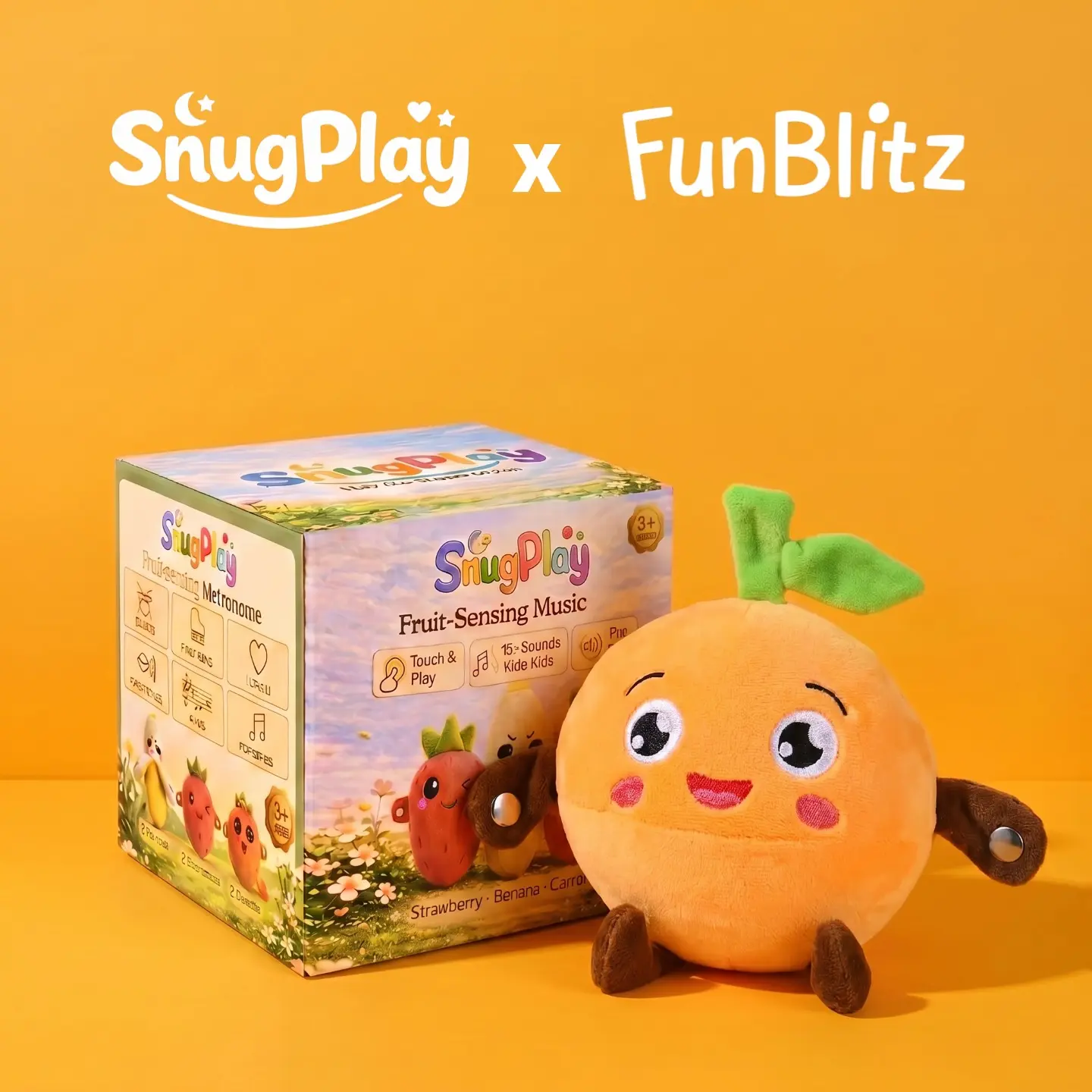 Fun Blitz Interactive Music Plush Toy Set – Banana, Strawberry & Carrot Electric Plush Toys for Parent-Child Interaction, Couples & Friends Prank Toy, Valentine’s Day & Easter Party Fun Gift for Kids & Adults stuffed animals cute girly gifts