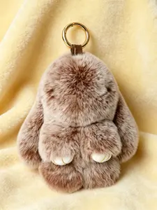 Adorable Fluffy Bunny Keychain Handmade Knitted Rabbit PomPom Ideal for Holiday and Birthday Gift for Girls