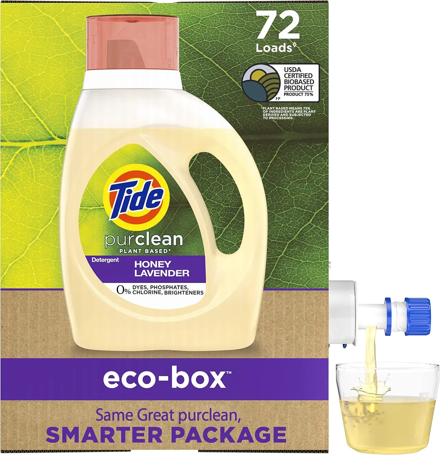 Plant-Based Epa Safer Choice Natural Laundry Detergent Liquid Soap Eco-Box, Ultra Concentrated High Efficiency (He), 72 Loads