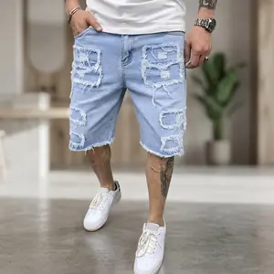 New for Summer – Vintage distressed frayed denim shorts for men, straight fit, trendy streetwear mid-length — a summer essential fathersdaygift