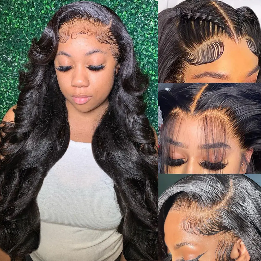 QUANDIAN 13x6 Lace Front Wigs Human Hair HD Transparent Lace Frontal Wig Body Wave 200% Density Human Hair Pre Plucked Brazilian Virgin Hair Springtok