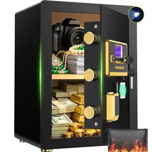 ACTIGER 3.2 Digital Safe for Home - Smart Alarm, LED Light, Digital Keypad Lock, Adjustable Shelf, Secure Valuables Storage with Fireproof Waterproof Safe Bag, Indoor Security, Heavy Duty Safety,summerwins