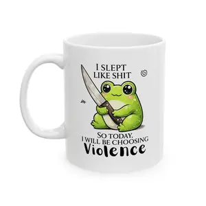 kawaii Frog with Knife Mug 11 oz