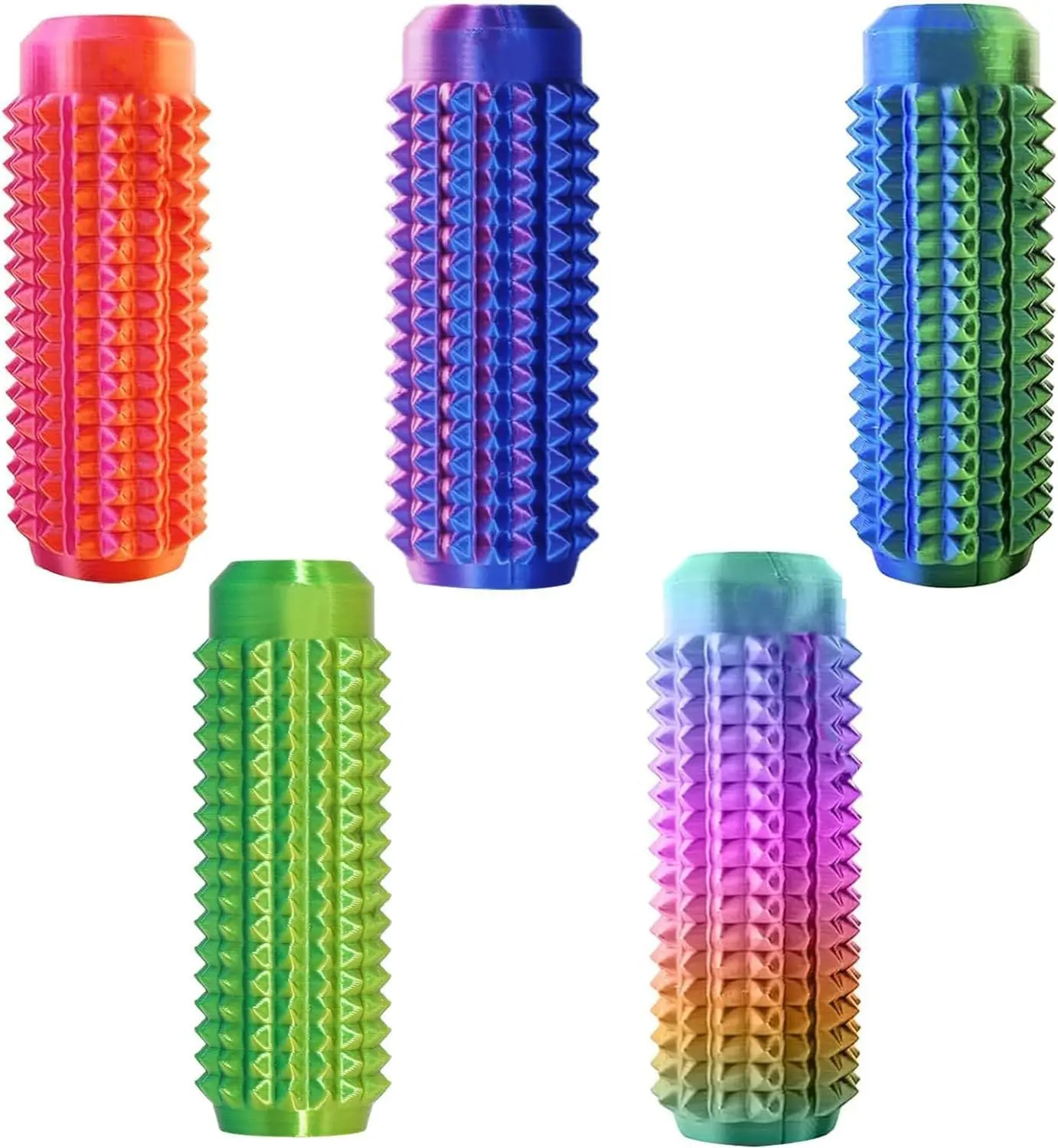 Stress Relieving Accessory 3-Piece Little Ouchies Sensory Fidget Keychain Toy - Calming Fidget Set, Anti Stress Kit, Compact Anxiety Relief Tool with Spiky Texture, Clicker Button, Spinner, Portable Pocket Size for Travel, Built-In Clicker Button