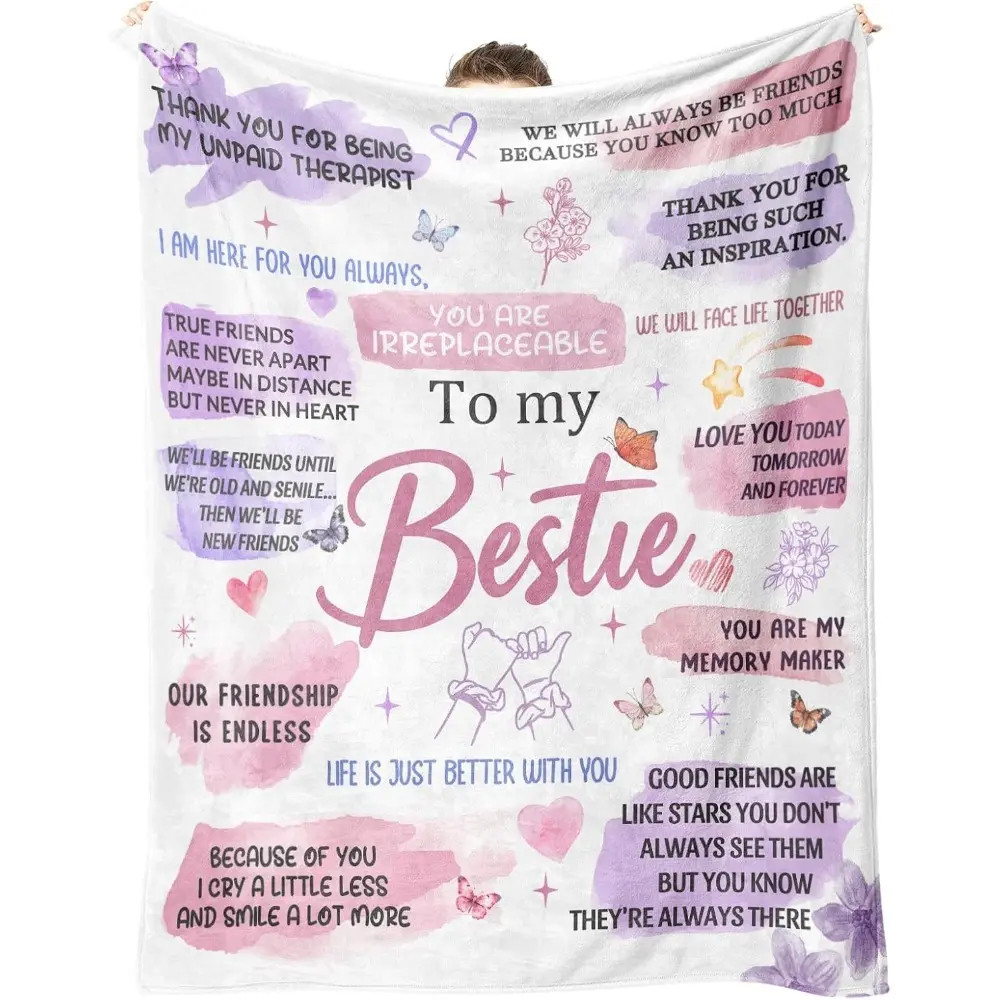 Bestie Gifts for Women, to My Bestie Throw Blanket Purple 50" x 60"
