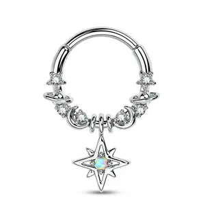 Oufer 16G Star/Moon/Planet Dangle Septum Ring
