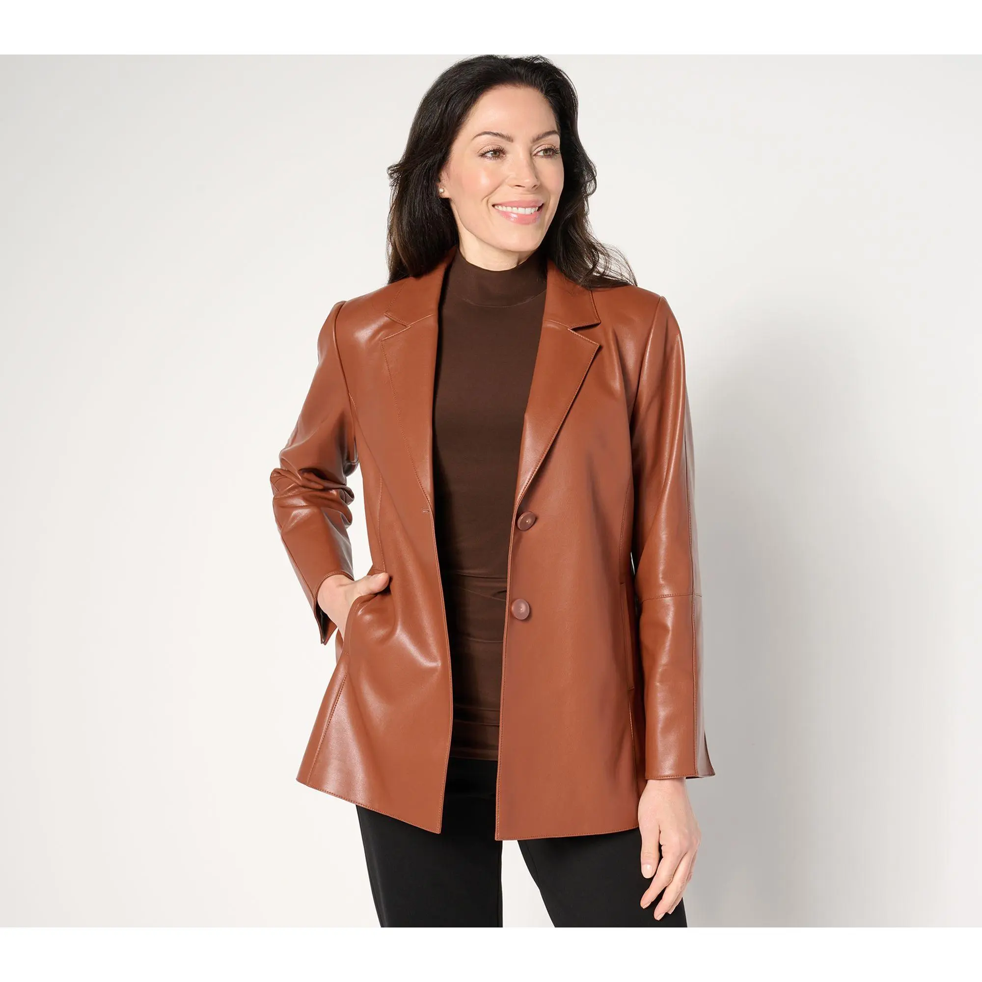 Dennis Basso Regular Luxe Faux Leather Jacket Dennis Basso Regular Luxe Faux Leather Jacket