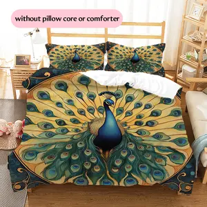 Vintage Beautiful Peacock  Printed bedding set, duvet cover and pillowcases, home decor, Christmas decoration, bedroom duvet cover, Christmas gift, birthday gift (1 * duvet cover + 2 * pillow