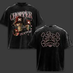 Retro Vintage Tony Tony Chopper Washed T-Shirt, Hoodie – Doctor Reindeer Monster Point Anime Manga Fan Gift Present , Washed  Cotton Oversized Graphic Design Top Cotton Unisex Streetwear T-Shirt Clothes Menswear Womenswear Apparel Classic R12