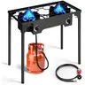 Karlhome 1/2/3/4-Burner 150000 BTU Propane Gas Camping Stove - Portable Outdoor Kitchen with Removable Legs, Temperature Control Knobs, Tailgate Setup, Outdoor Camping Equipment for Backyard BBQ