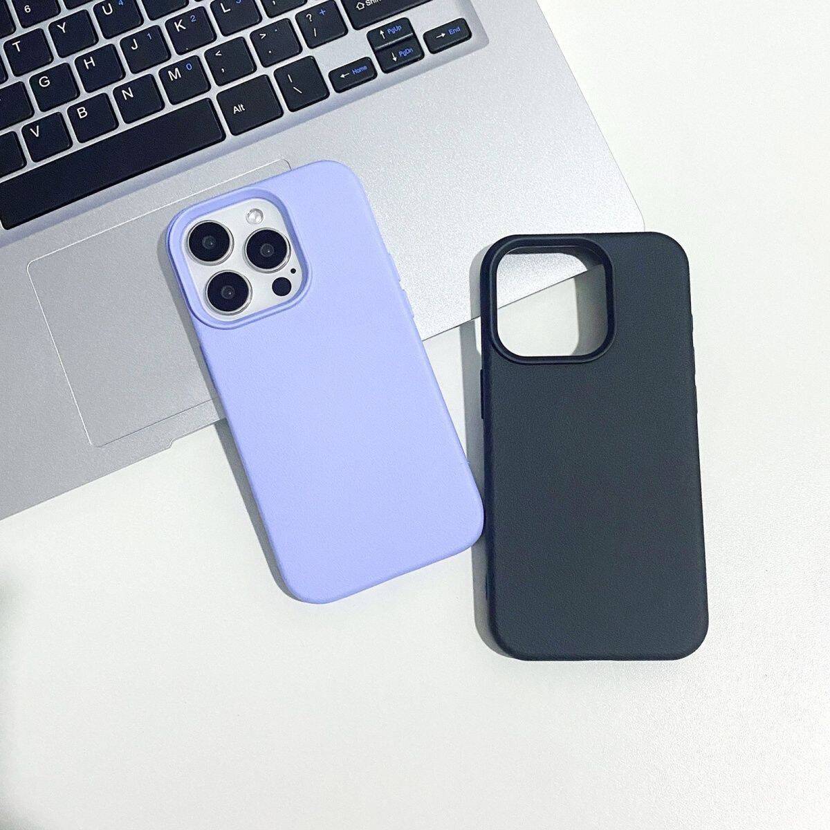 Soft Bumper Matte Phone Case, Faux Leather Texture Anti-Slip Cover, Raised Lip Shockproof Protection with Extra Large Camera Cutout, Universal for iPhone 11/12/13/14/15/16/17 Pro Max/Plus/Air