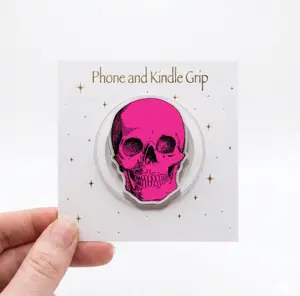 Pink Skull with MagSafe Phone Grip, Horror Aesthetic Magnetic Phone Holder, Kawaii Scary Fan Gift , Kindle Accessories
