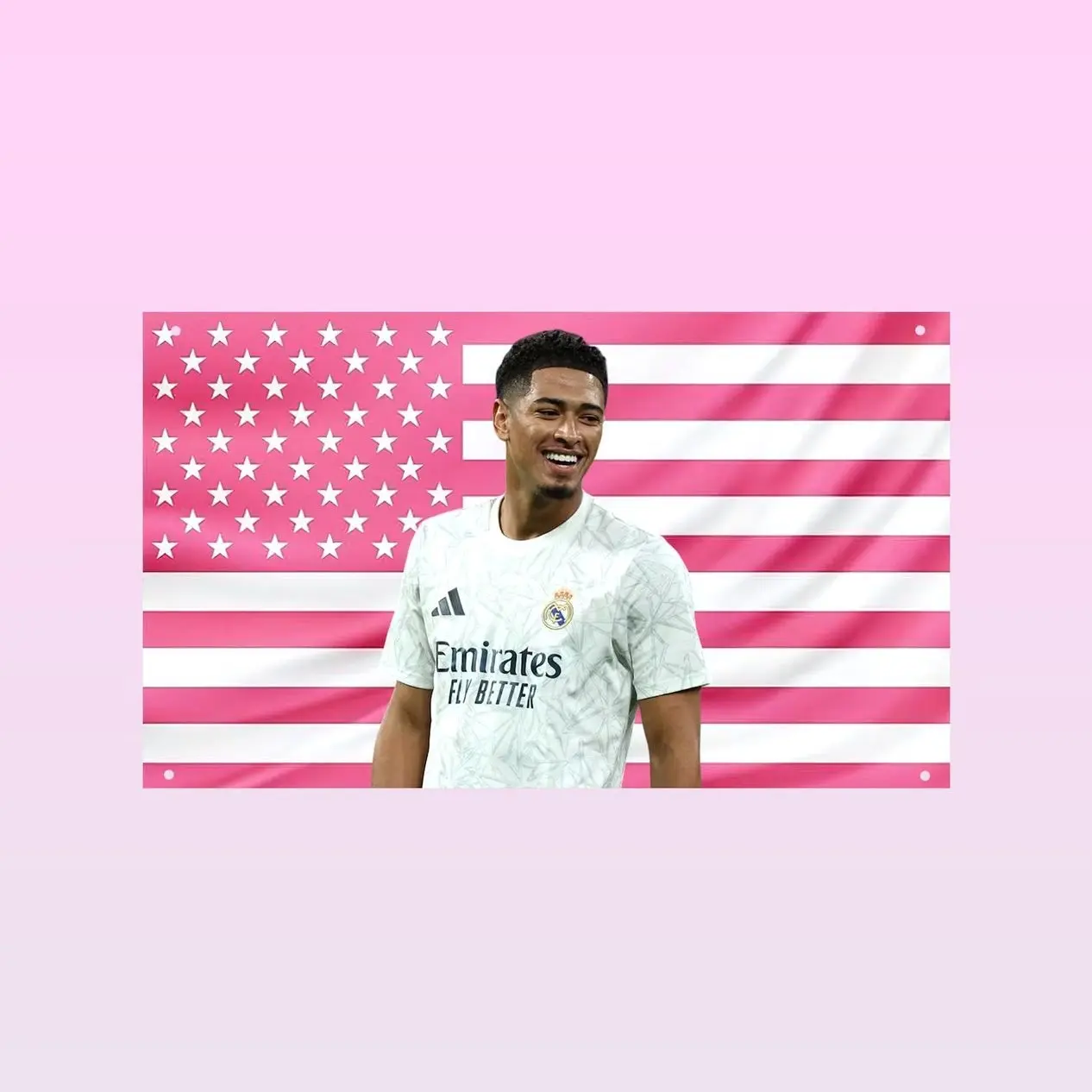 Jude Bellingham Flag| Pink US Flag, Black US Flag, American & UK Flag| Football Star Wall Decor| Soccer Fan Gift