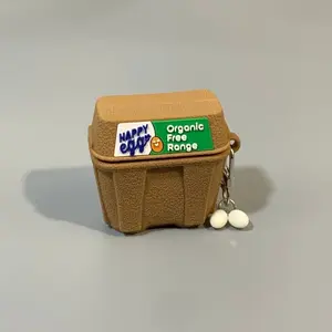 Creative Egg Carton Tomato AirPods Pro 3 Apple Bluetooth-compatible Earphone Case, Cartoon Silicone Protective Cover for 3rd & 4th Gen, 1st & 2nd Generation