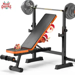 Hapsor Adjustable Weight Bench Set - Multi-Functional Press Rack with Squat Stand, Home Gym Olympic Weight Bench, Removable Foot Catch, Dumbbell Storage, Supports 770LBS, Bold Orange & Black Workout Equipment - Springtok
