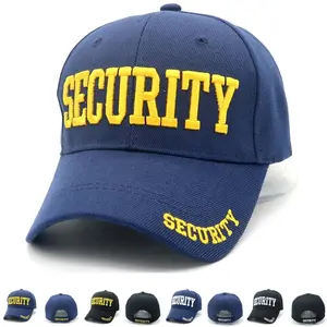 Security Embroidered Baseball Cap for Men and Women, Adjustable Size, 100% Polyester Material, Loop Back Strap, Classic Polo-Style Design