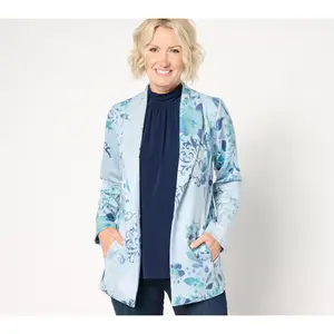 GRAVER Susan Graver Petite Printed Faux Suede Blazer
