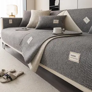 Herringbone Pattern Sofa Cover, 1 Count Non-slip Soft Comfortable Sofa Slipcover, Sofa Protector for Home Living Room, Bedroom, Hotel, Dormitory, Elastic Sofa Slipcover, Sofa Couch Covers