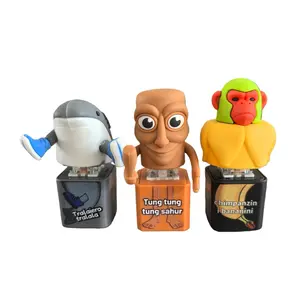 Funny Tung Tung Sahur Keychain - Tralalero Tralala Shark Chimpanzee Bananini Fidget Toys, Italian Voice Clicker Fidget Toys, LED Lights & Tactile Click Sounds, Stress Relief Toy Gift for Adults & kids