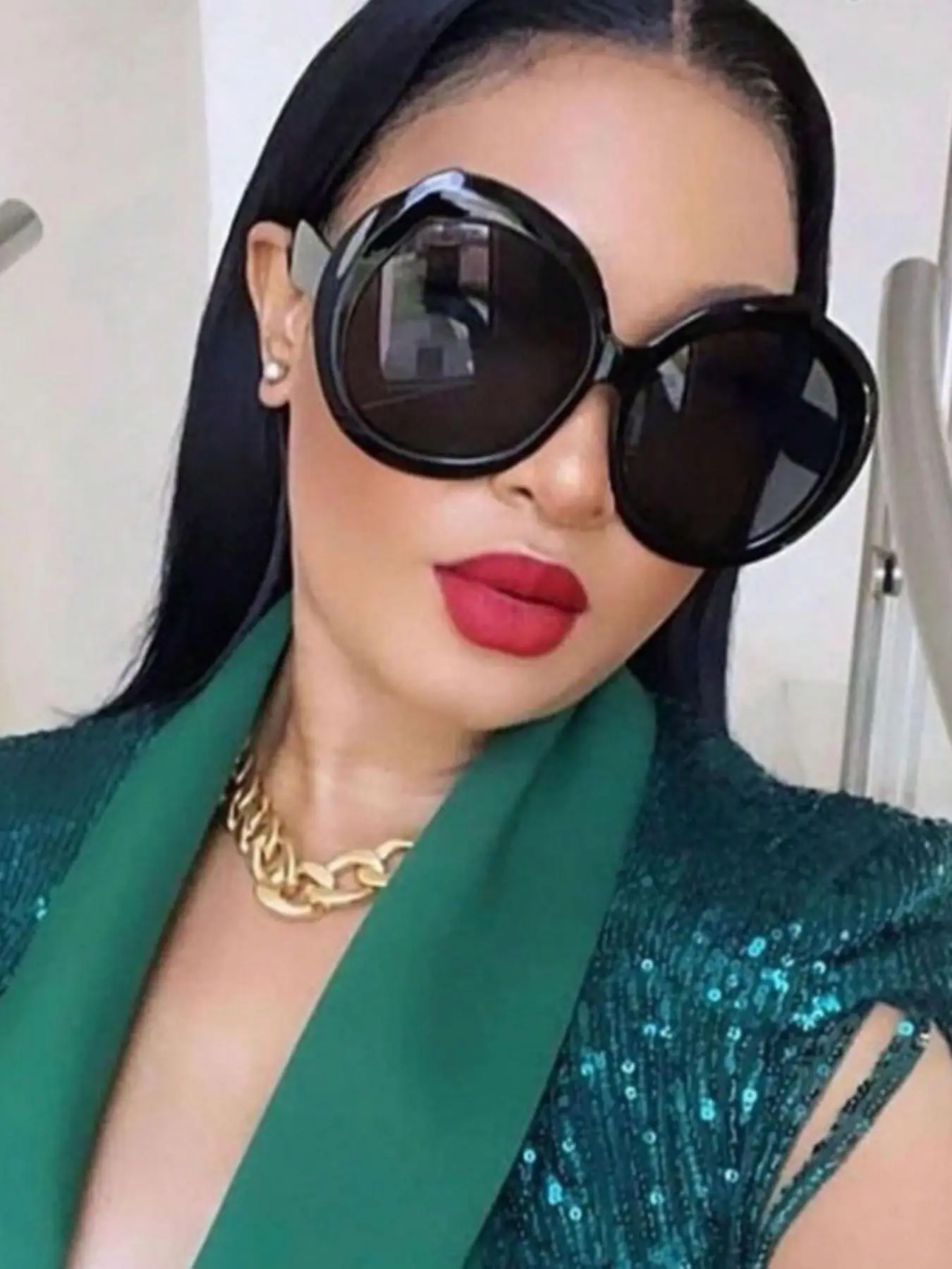 Unisex Stylish Round Frame Sunglasses, Trendy Large Frame Sunglasses for Everyday Use, Fashion Styling Accessories for Outdoor Activities, Fashionable Frames Sunglasses, Trendy Casual Sunglasses, Trendy Shades, Street Style Sunglasses