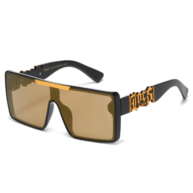Big Frame Locs Color Lenses - Black Frame with Orange Accents, Durable Design, Ideal for Outdoor Activities Summer Sunglasses Modern Trendy Sunglasses