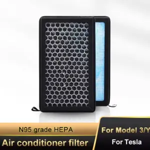 2pcs HEPA Filters N98 For Tesla Model 3 Model Y Carbon Activated PM2.5 Cleaner Air Filter Conditioner Replacement Kit Car Accessories