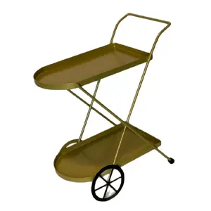 Bullseye Playground Gold 2-Tier Mini Coffee Bar Cart Kitchen Decor Metal with Wheels - Utensils